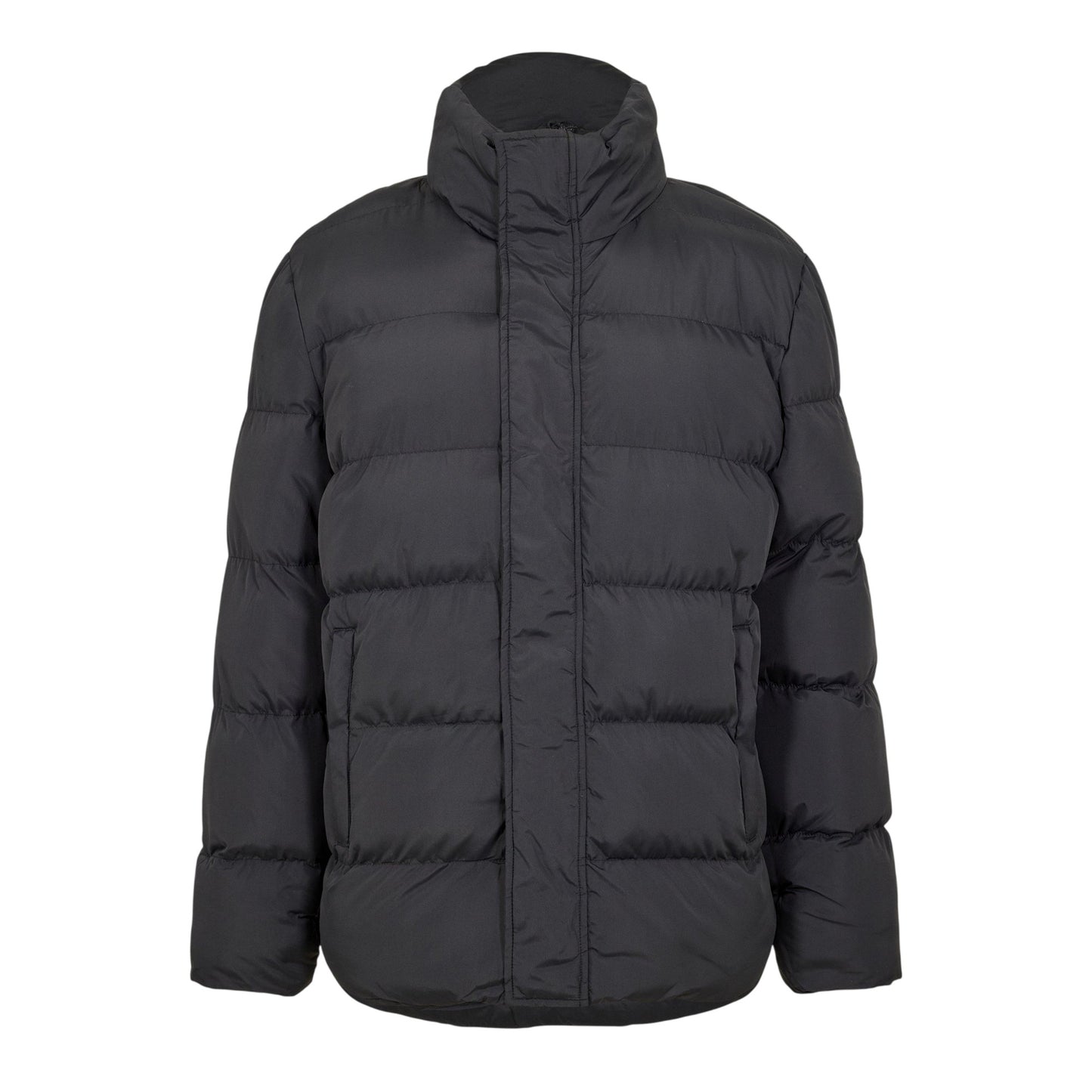 Black - Front - NY Concept Mens Hidden Zip Puffer Jacket