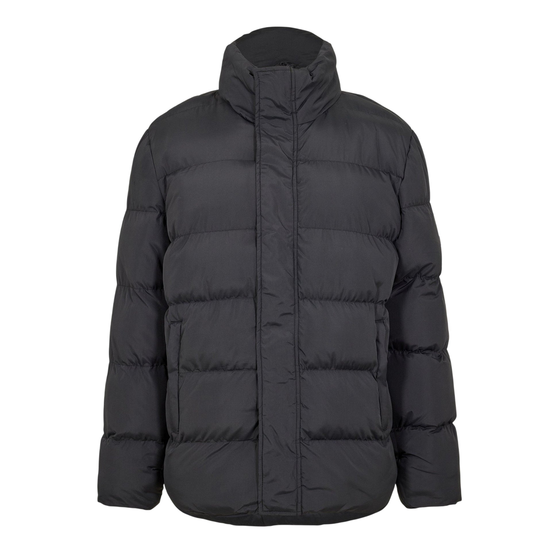 Black - Front - NY Concept Mens Hidden Zip Puffer Jacket