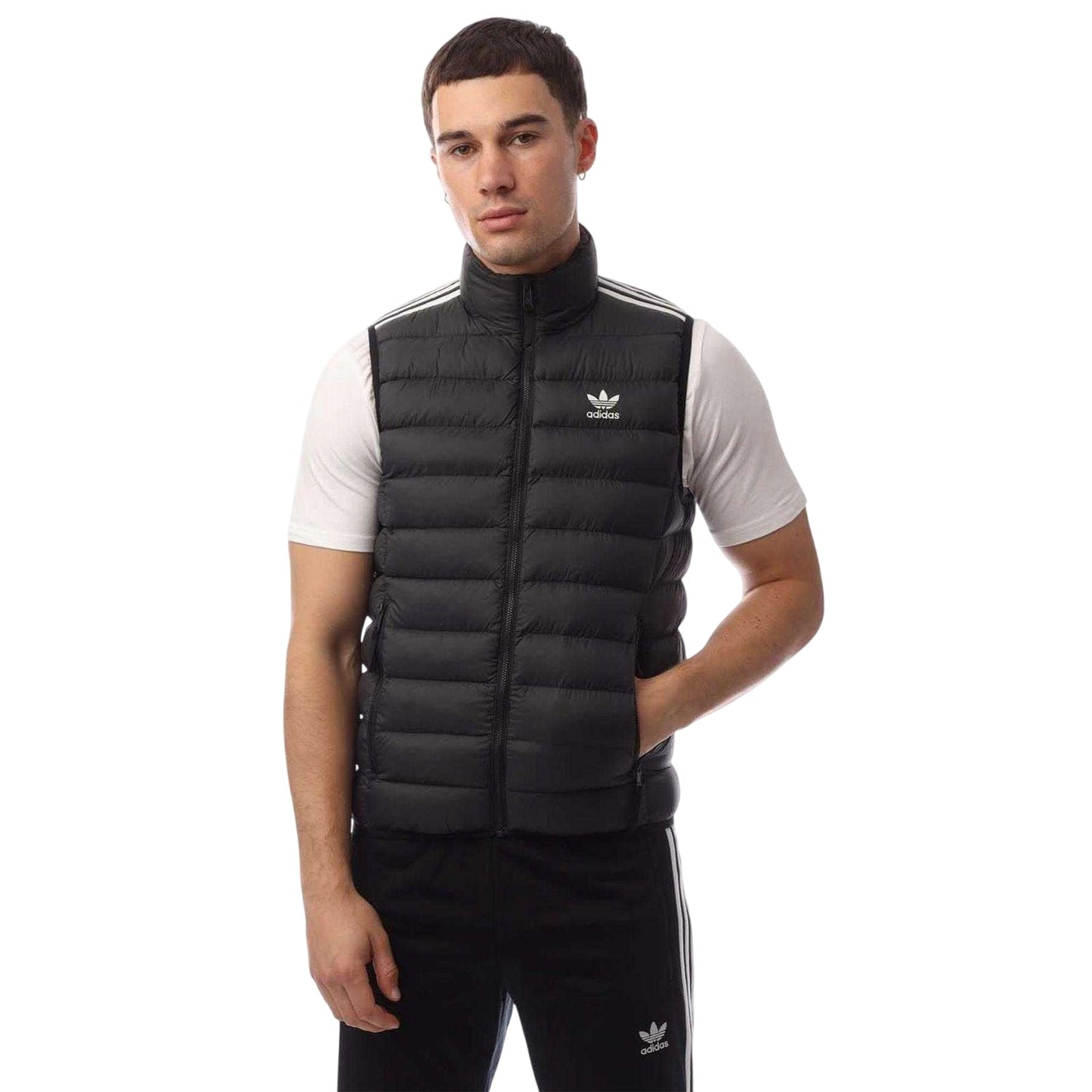 Black - Front - Adidas Mens Recycled Nylon Regular Gilet