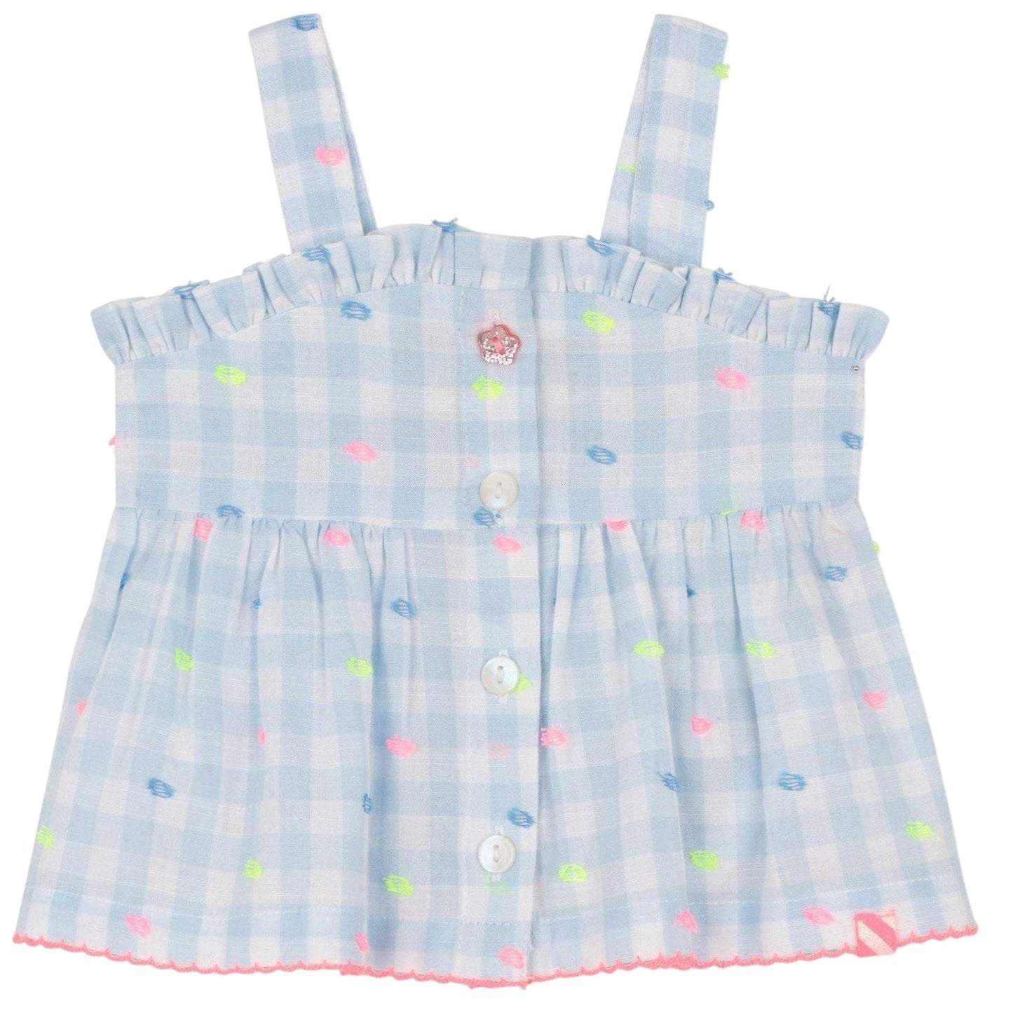 Blue-White - Back - Billieblush Baby Girls Gingham Top & Bottom Set