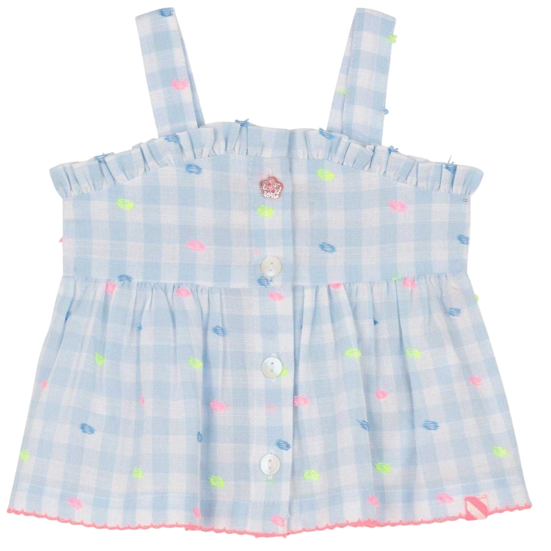 Blue-White - Back - Billieblush Baby Girls Gingham Top & Bottom Set