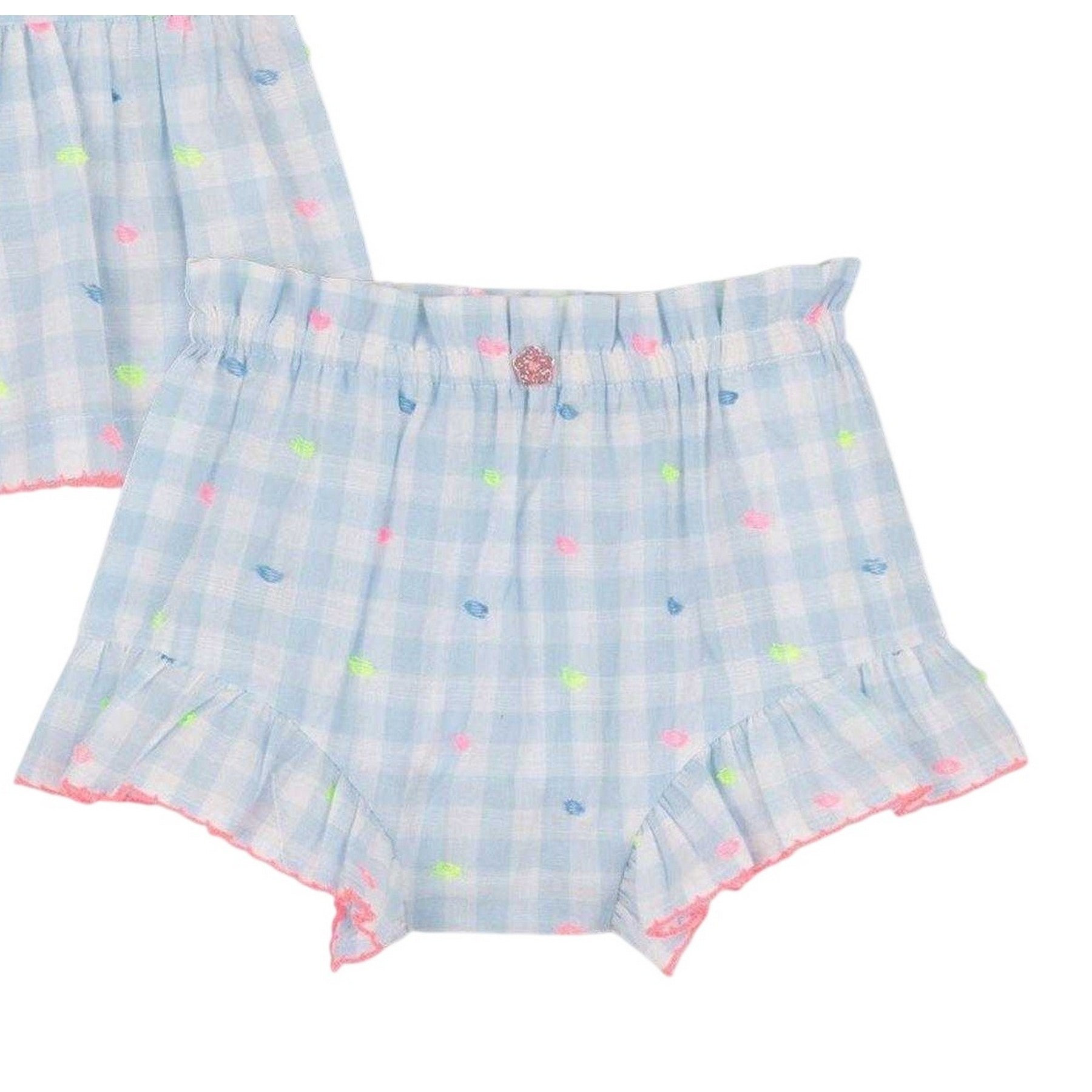 Blue-White - Side - Billieblush Baby Girls Gingham Top & Bottom Set
