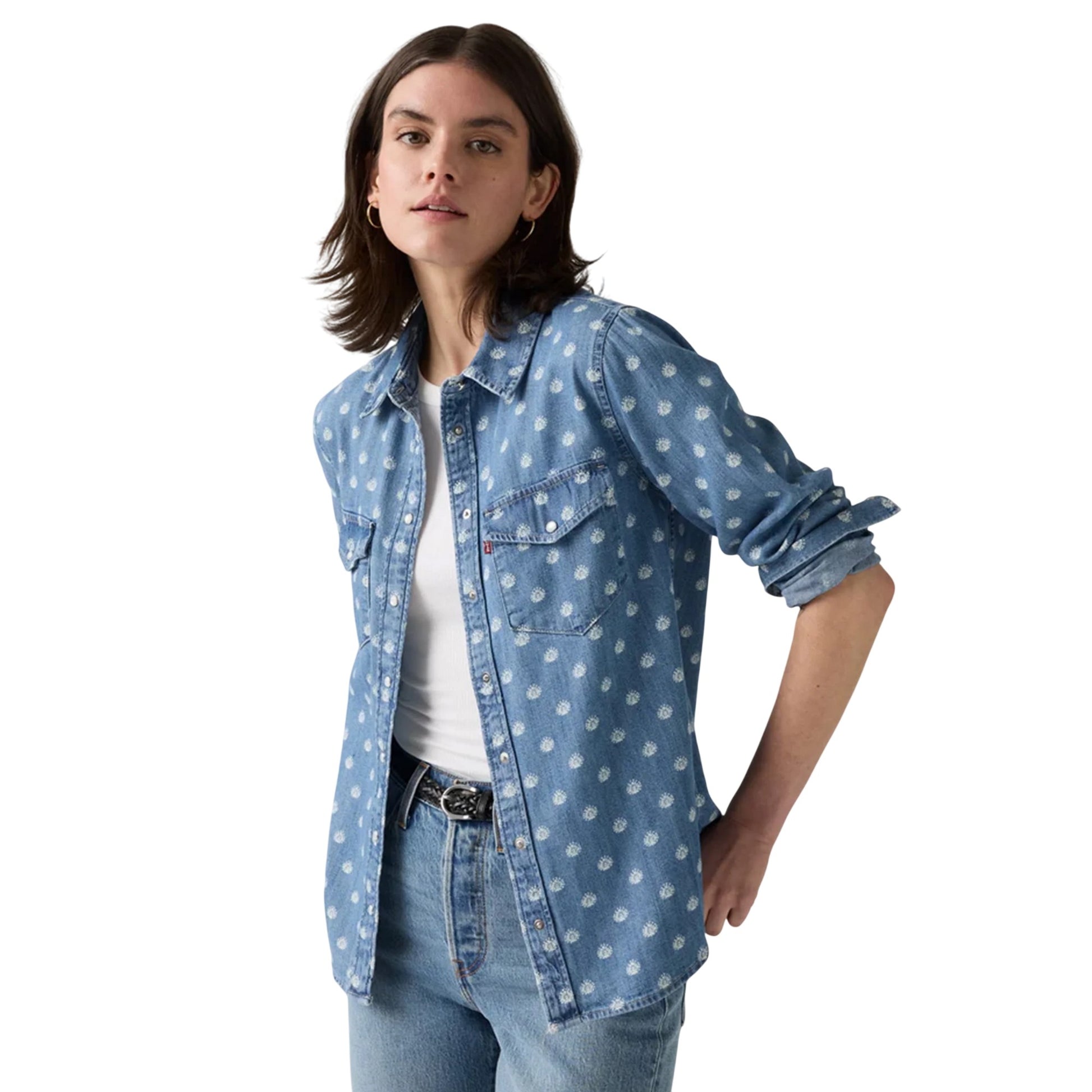 Blue - Side - Levis Womens-Ladies Iconic Overshirt