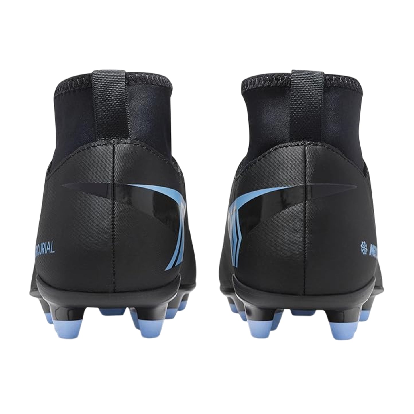 Black-Blue - Back - Nike Childrens-Kids Mercurial Firm Ground Football Boots
