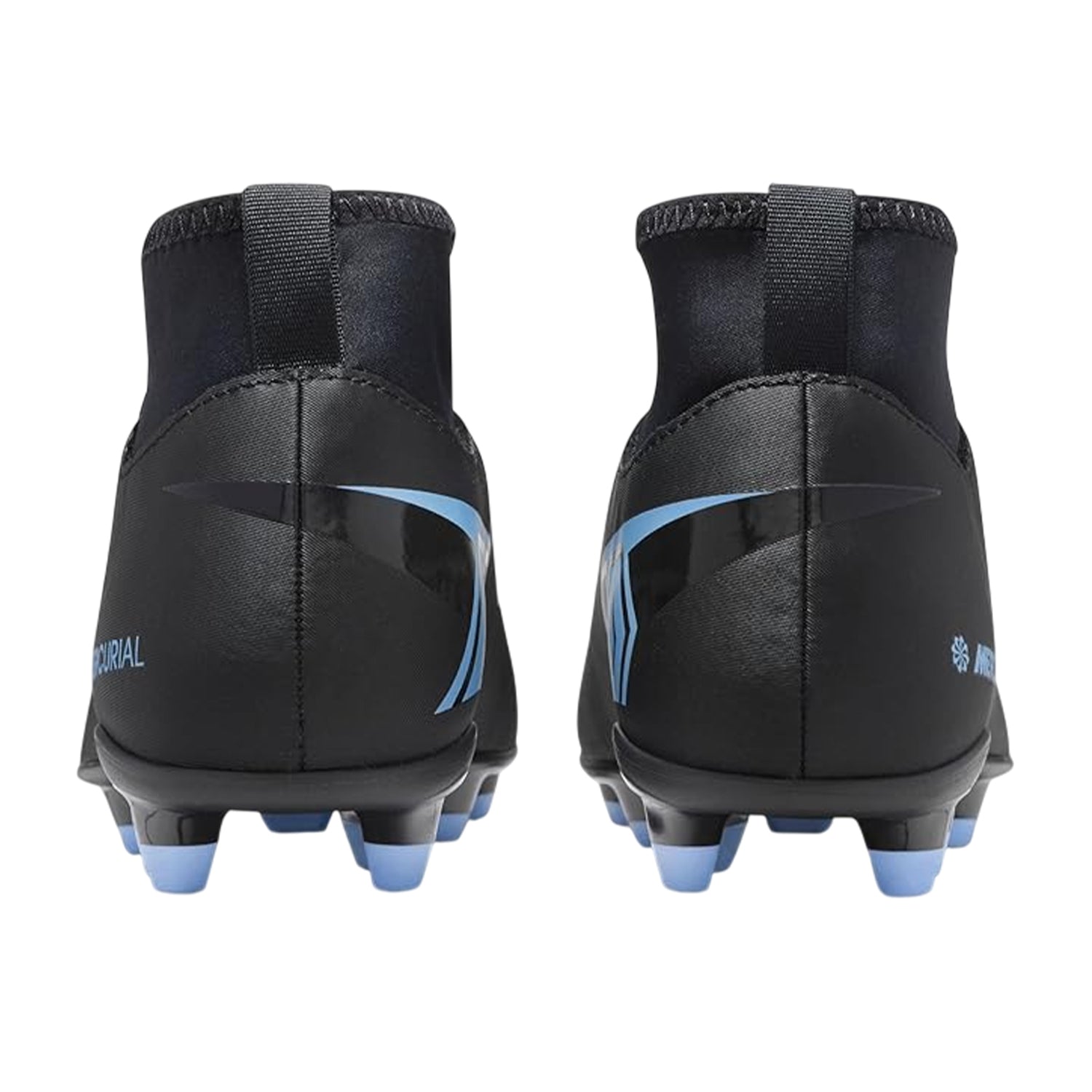 Black-Blue - Back - Nike Childrens-Kids Mercurial Firm Ground Football Boots