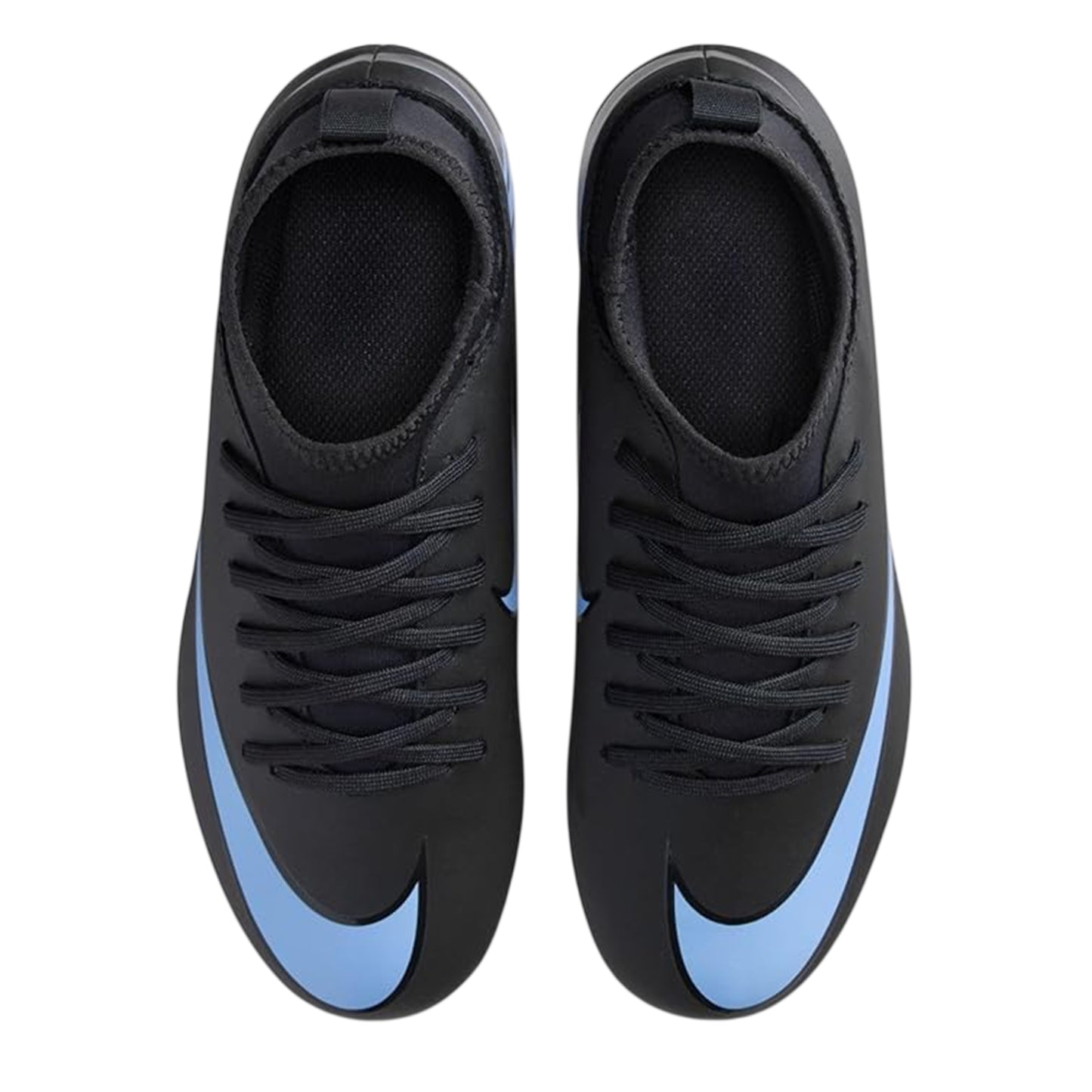 Black-Blue - Side - Nike Childrens-Kids Mercurial Firm Ground Football Boots
