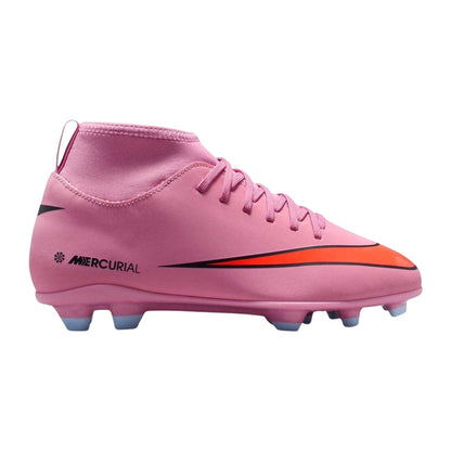 Pink-Black - Front - Nike Childrens-Kids Mercurial Firm Ground Football Boots