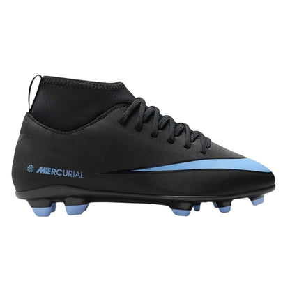 Black-Blue - Front - Nike Childrens-Kids Mercurial Firm Ground Football Boots