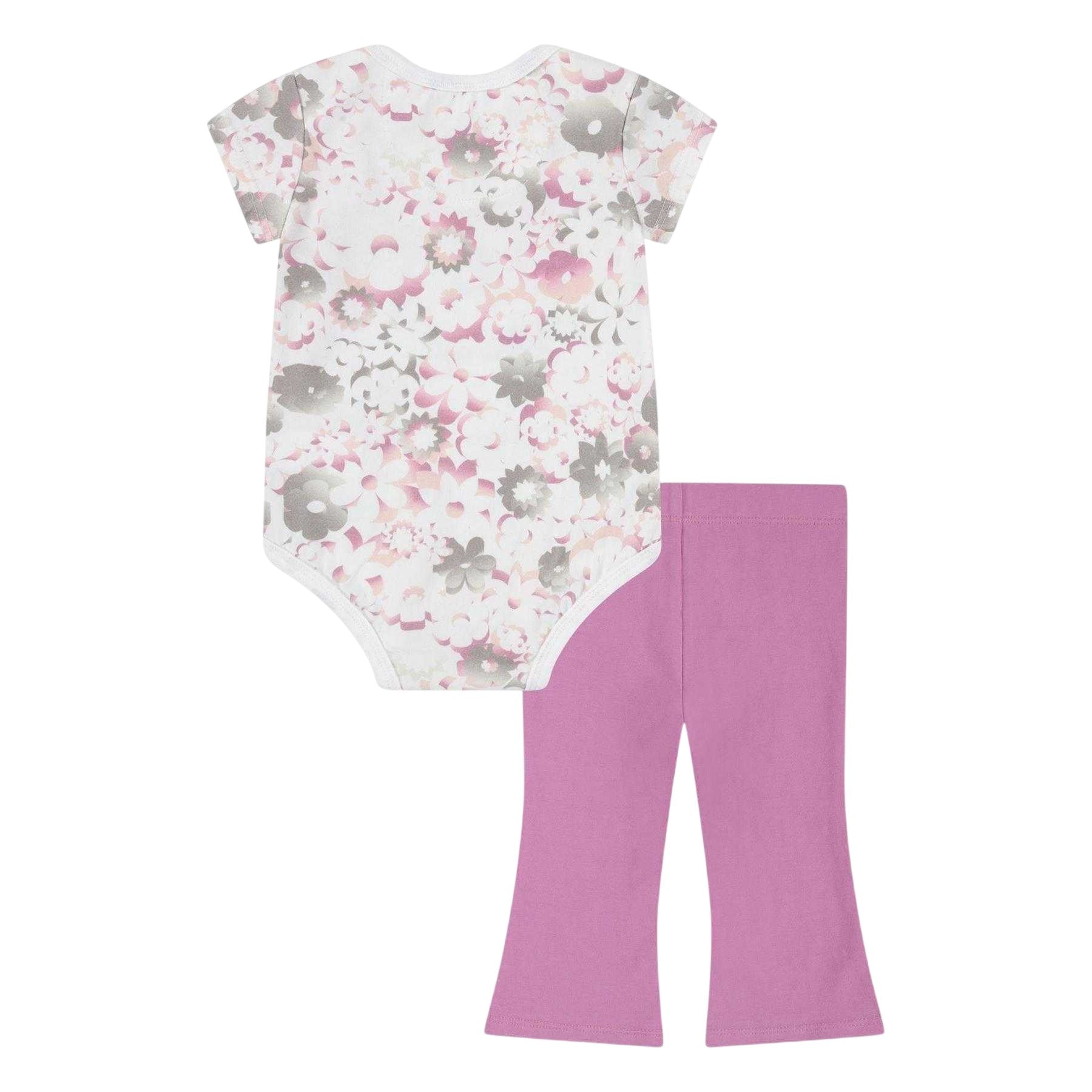 Flamingo Pink - Back - Nike Baby Girls Flow-Ral Short-Sleeved Bodysuit Set