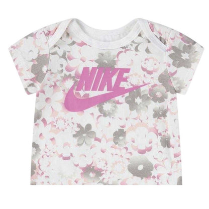 Flamingo Pink - Side - Nike Baby Girls Flow-Ral Short-Sleeved Bodysuit Set