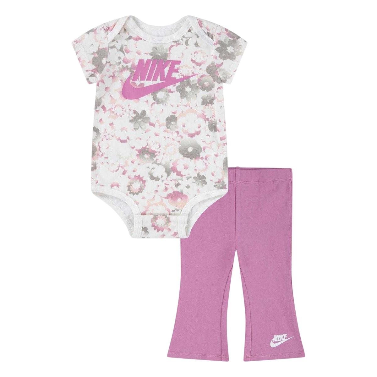 Flamingo Pink - Front - Nike Baby Girls Flow-Ral Short-Sleeved Bodysuit Set