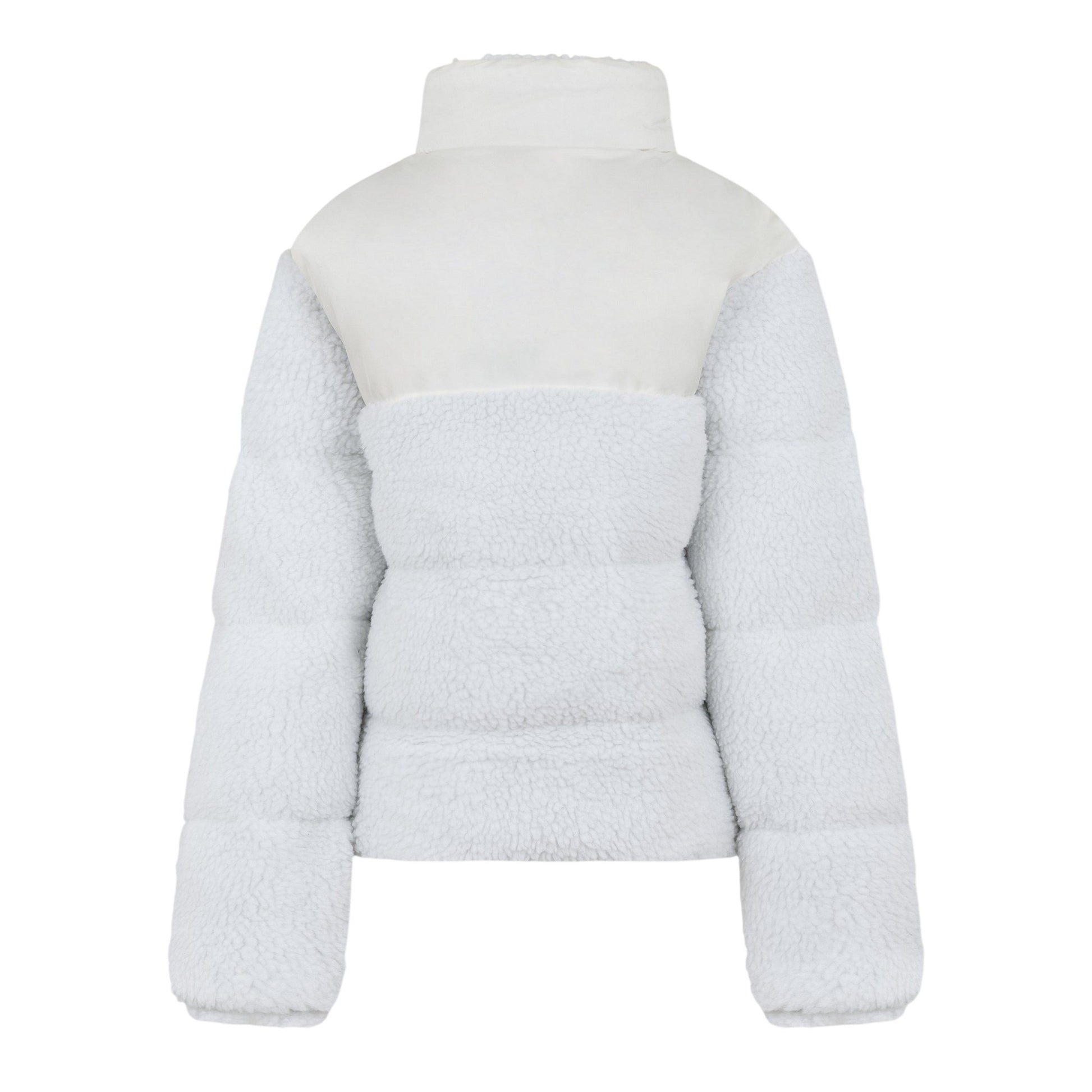 Cream - Back - NY Concept Womens-Ladies Sherpa Puffer Jacket