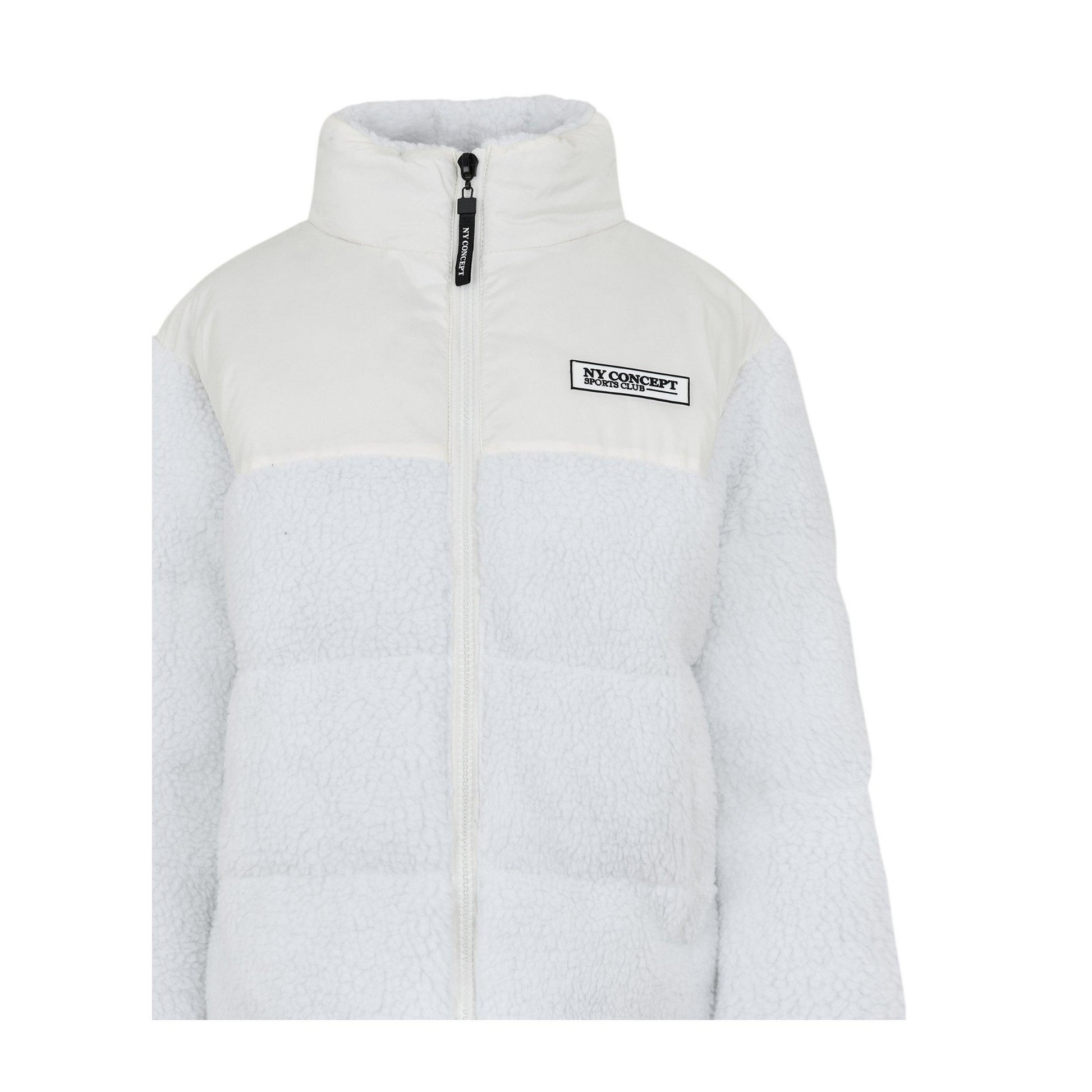 Cream - Side - NY Concept Womens-Ladies Sherpa Puffer Jacket