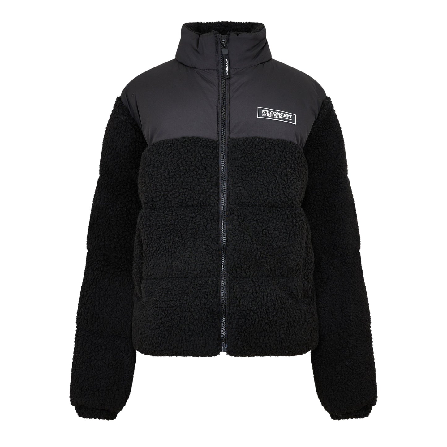 Black - Front - NY Concept Womens-Ladies Sherpa Puffer Jacket