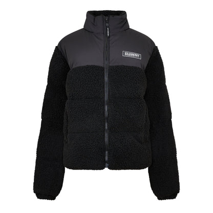 Black - Front - NY Concept Womens-Ladies Sherpa Puffer Jacket