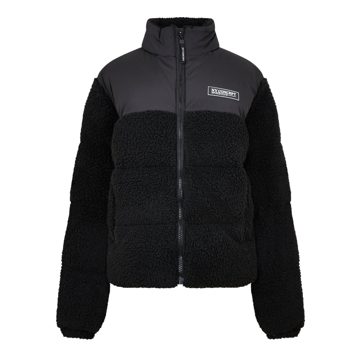 Black - Front - NY Concept Womens-Ladies Sherpa Puffer Jacket