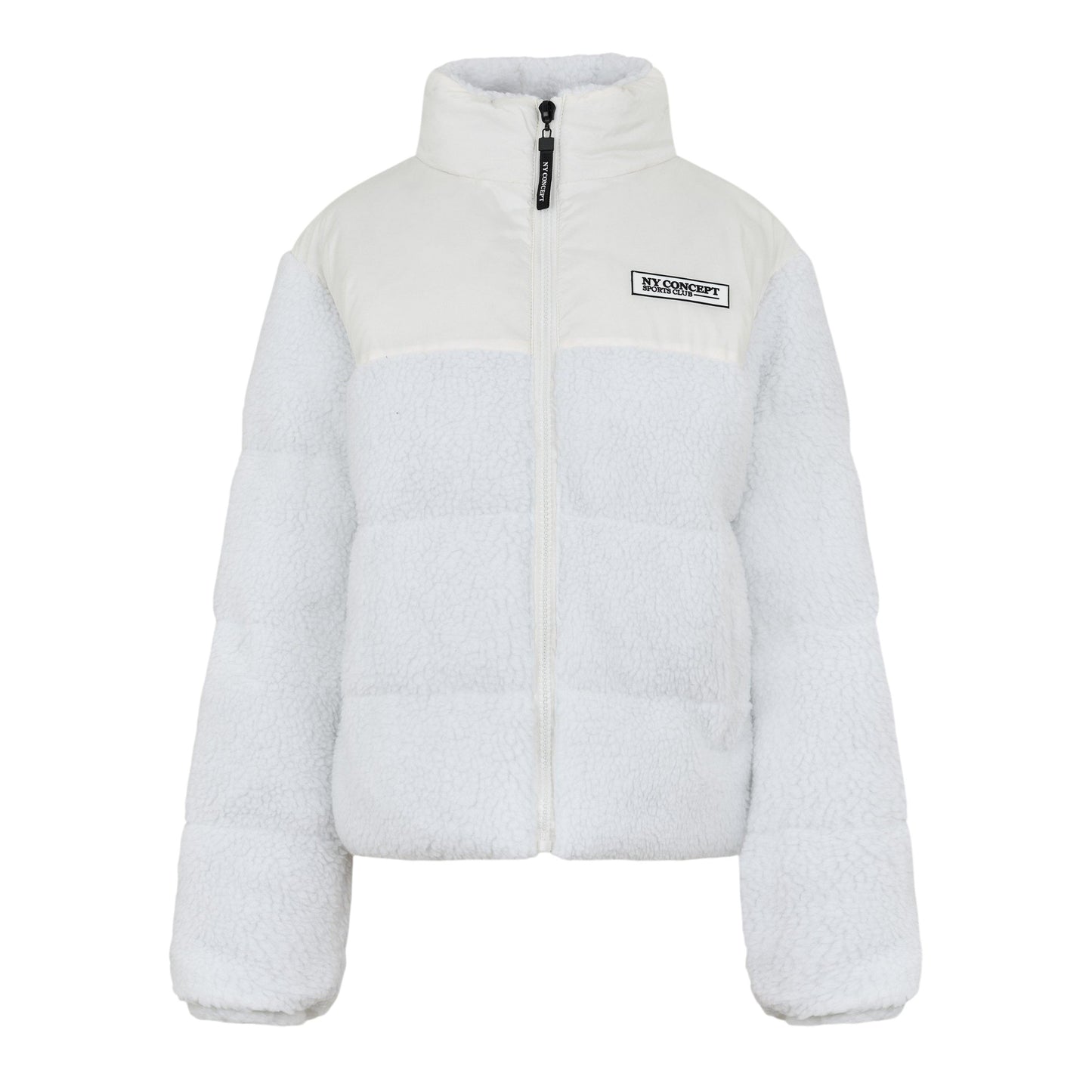 Cream - Front - NY Concept Womens-Ladies Sherpa Puffer Jacket