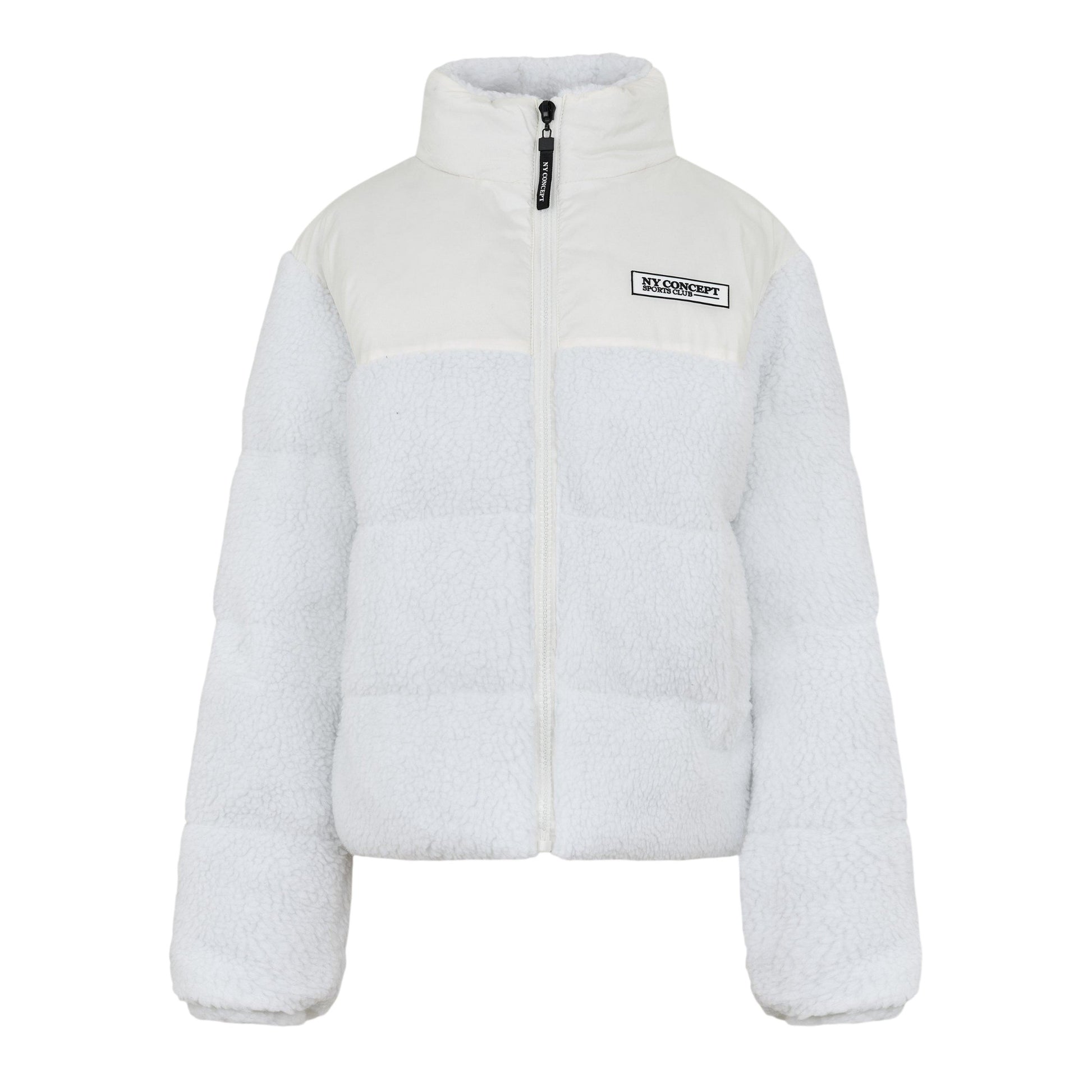 Cream - Front - NY Concept Womens-Ladies Sherpa Puffer Jacket