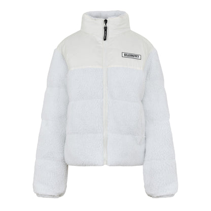 Cream - Front - NY Concept Womens-Ladies Sherpa Puffer Jacket