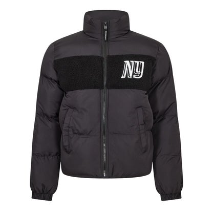 Black - Front - NY Concept Mens Panel Sherpa Puffer Jacket