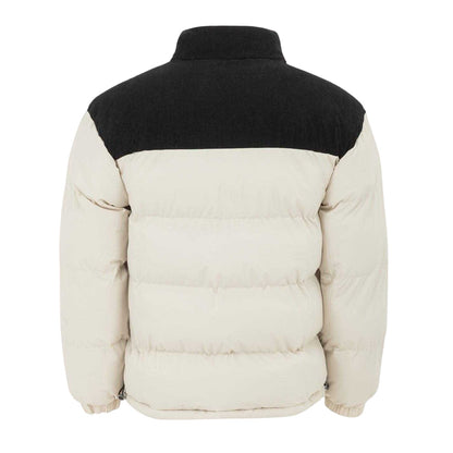 Beige - Back - Firetrap Mens Colour Block Corduroy Quilted Puffer Jacket