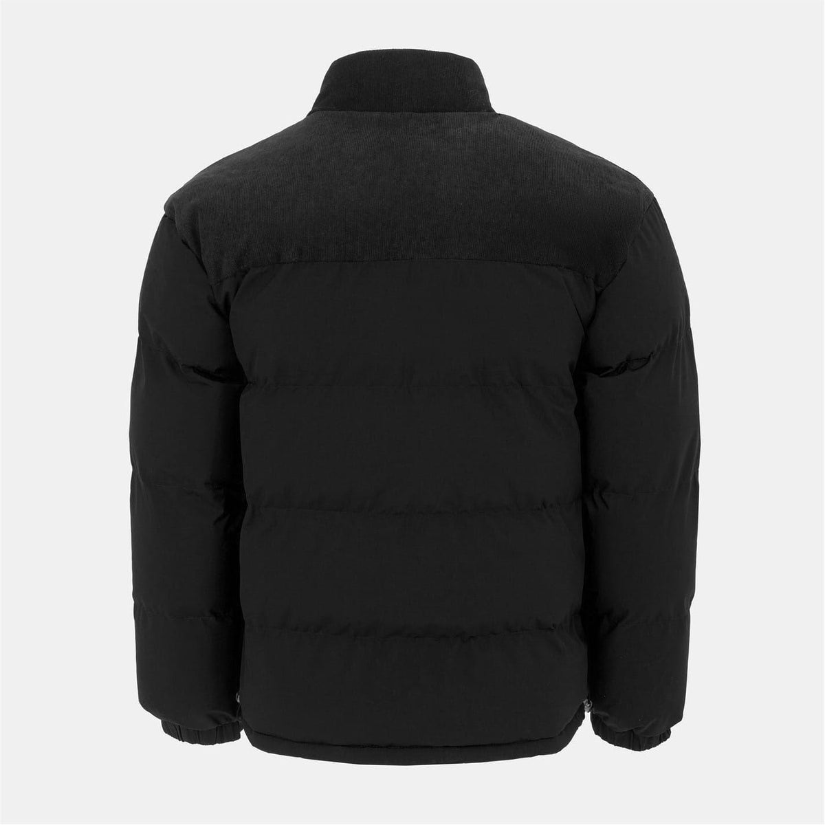 Black - Back - Firetrap Mens Colour Block Corduroy Quilted Puffer Jacket