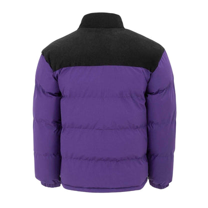 Purple - Back - Firetrap Mens Colour Block Corduroy Quilted Puffer Jacket