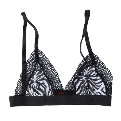 White - Front - Hugo Womens-Ladies Zebra Print Bra