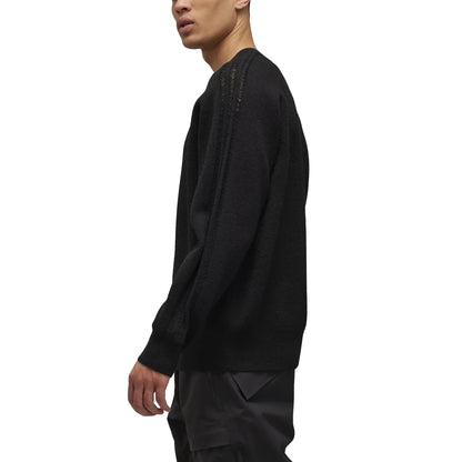Black - Pack Shot - Y-3 Mens Logo Knitted Crew Neck Sweatshirt