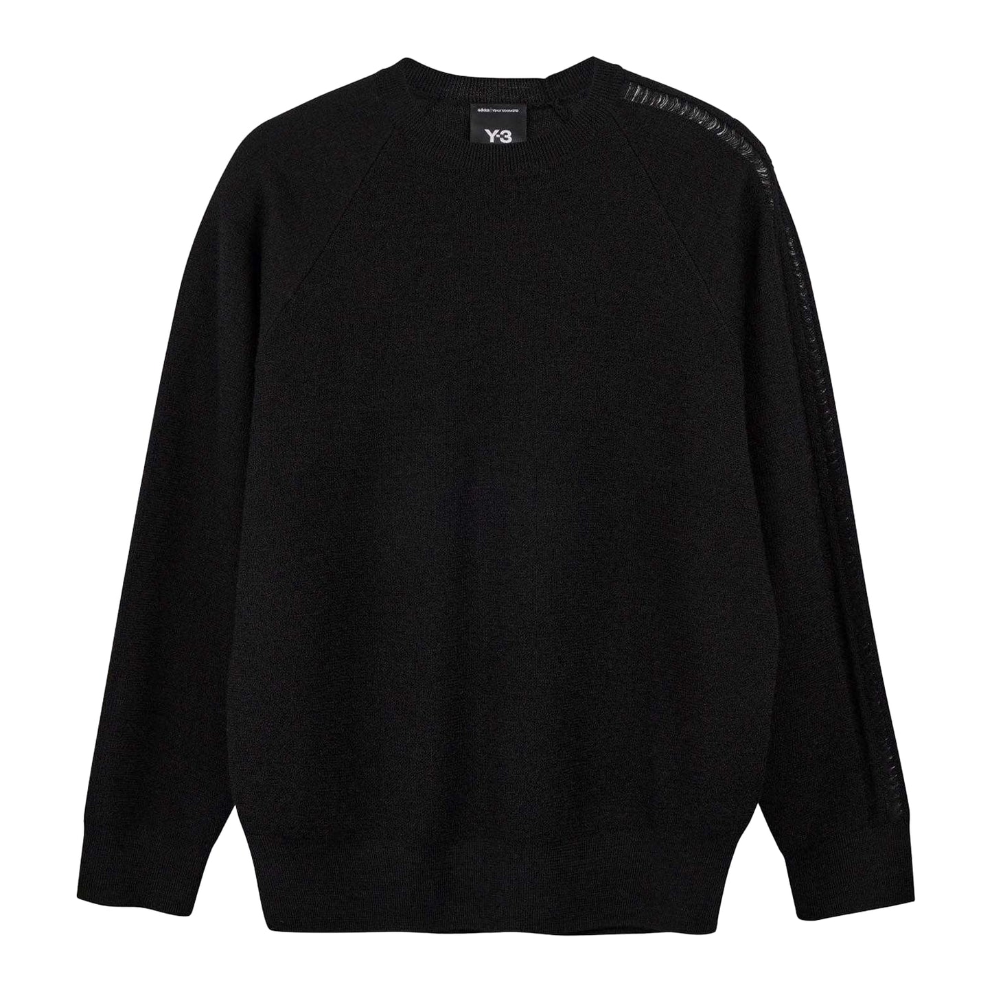 Black - Front - Y-3 Mens Logo Knitted Crew Neck Sweatshirt