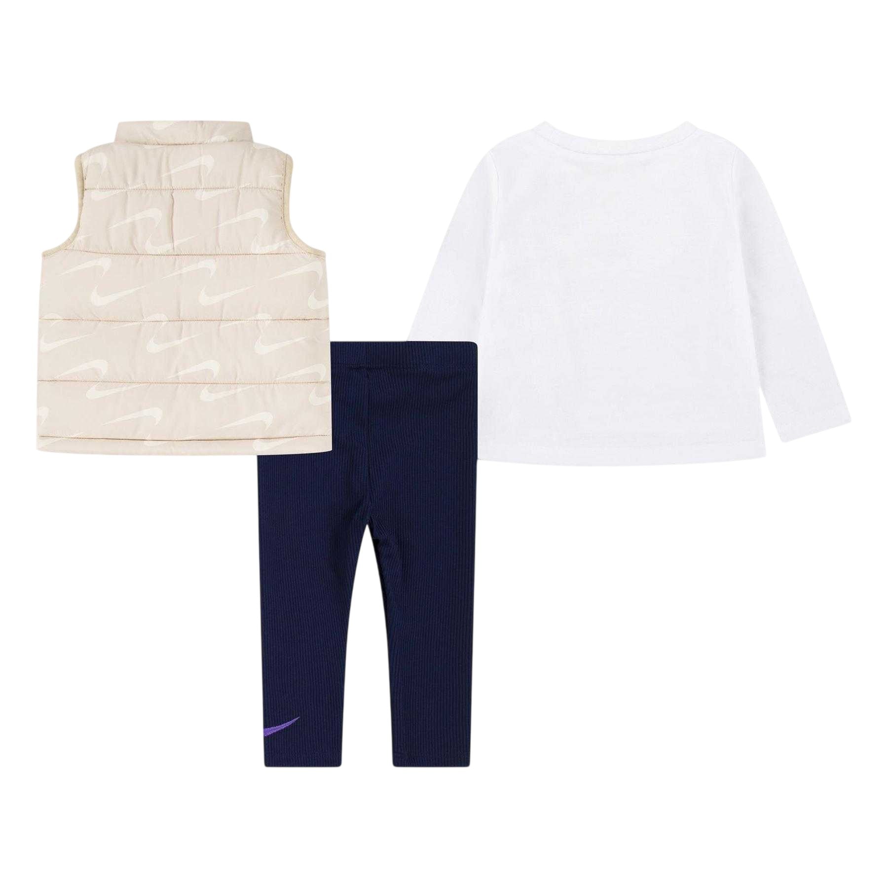 Midnight Navy - Back - Nike Baby Girls First Impressions Long-Sleeved Top And Leggings Set