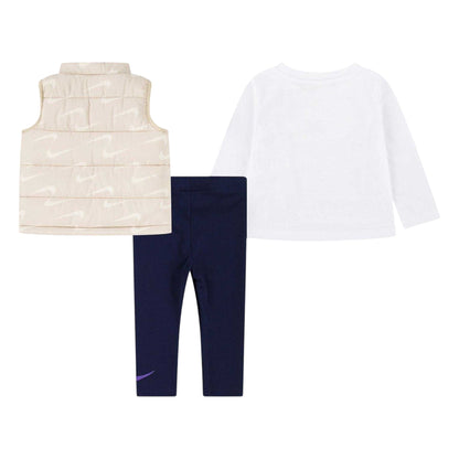 Midnight Navy - Back - Nike Baby Girls First Impressions Long-Sleeved Top And Leggings Set
