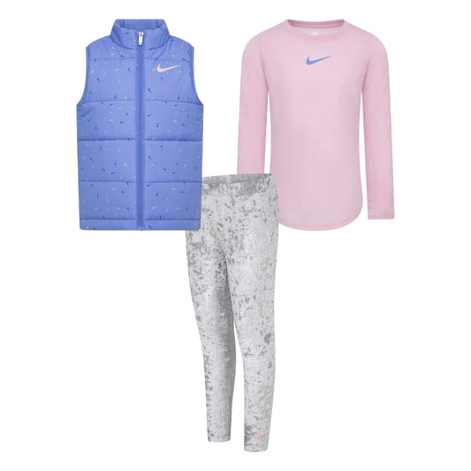 Smoke Grey - Front - Nike Girls Swooshfetti Gilet Set