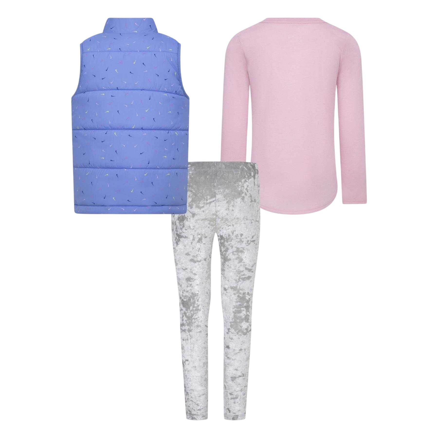 Smoke Grey - Back - Nike Girls Swooshfetti Gilet Set