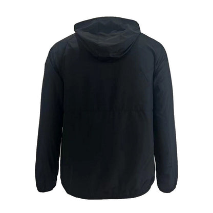 Black - Back - No Fear Mens Hooded Lightweight Packable Jacket