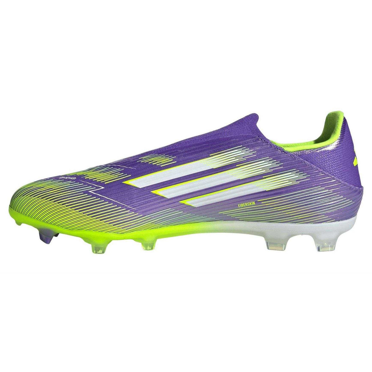 Purple-White - Side - Adidas Mens F50 League Laceless Firm Ground Football Boots
