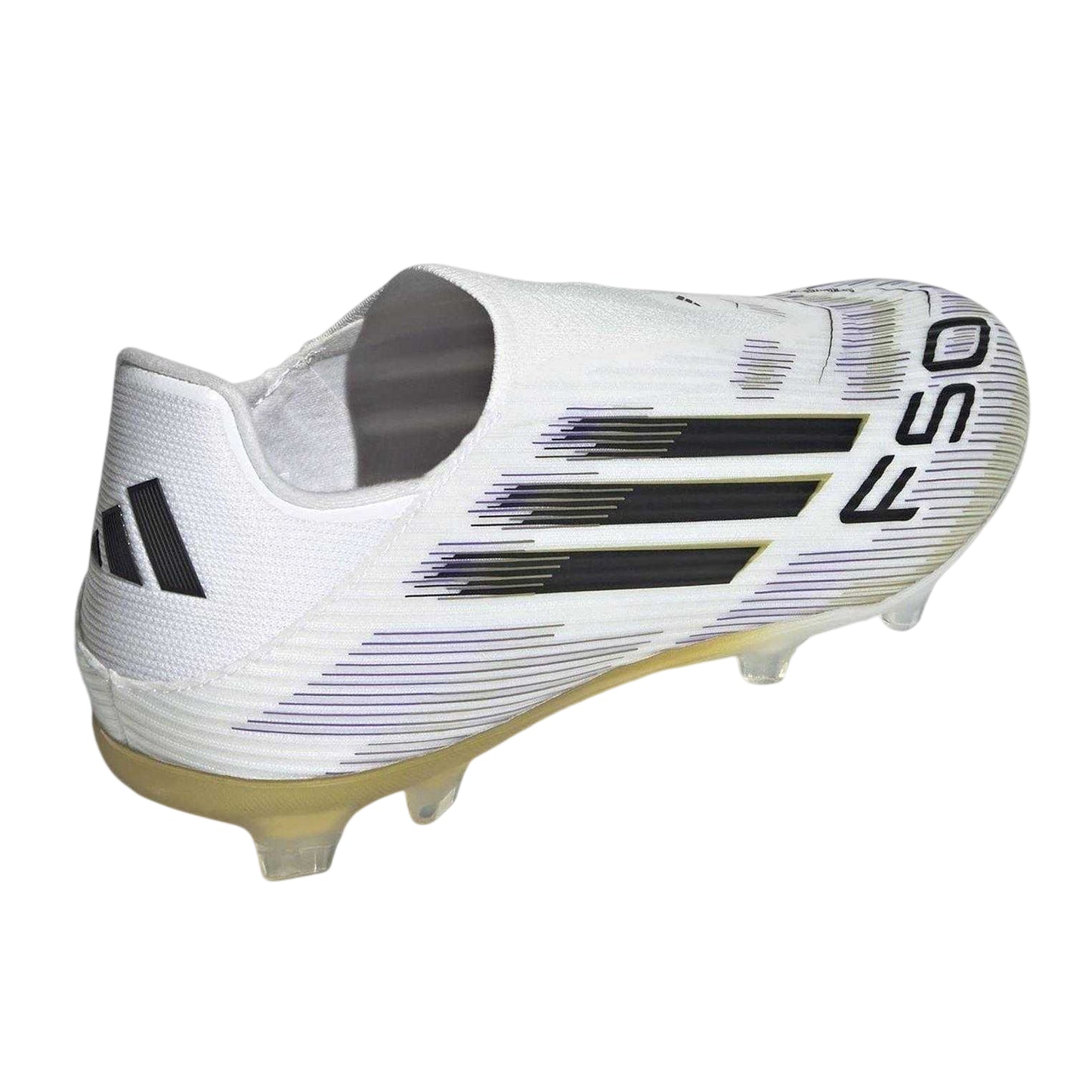 White-Black-Gold - Back - Adidas Mens F50 League Laceless Firm Ground Football Boots