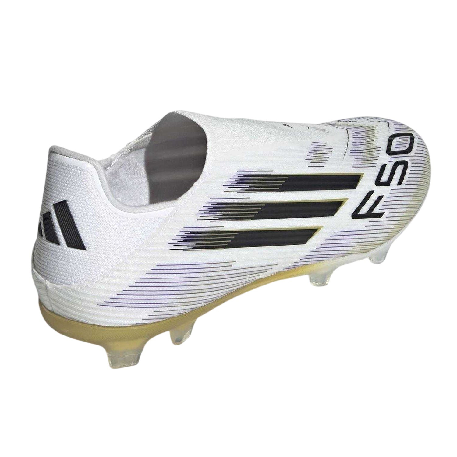 White-Black-Gold - Back - Adidas Mens F50 League Laceless Firm Ground Football Boots