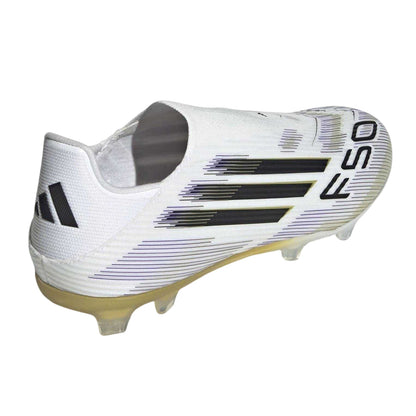 White-Black-Gold - Back - Adidas Mens F50 League Laceless Firm Ground Football Boots