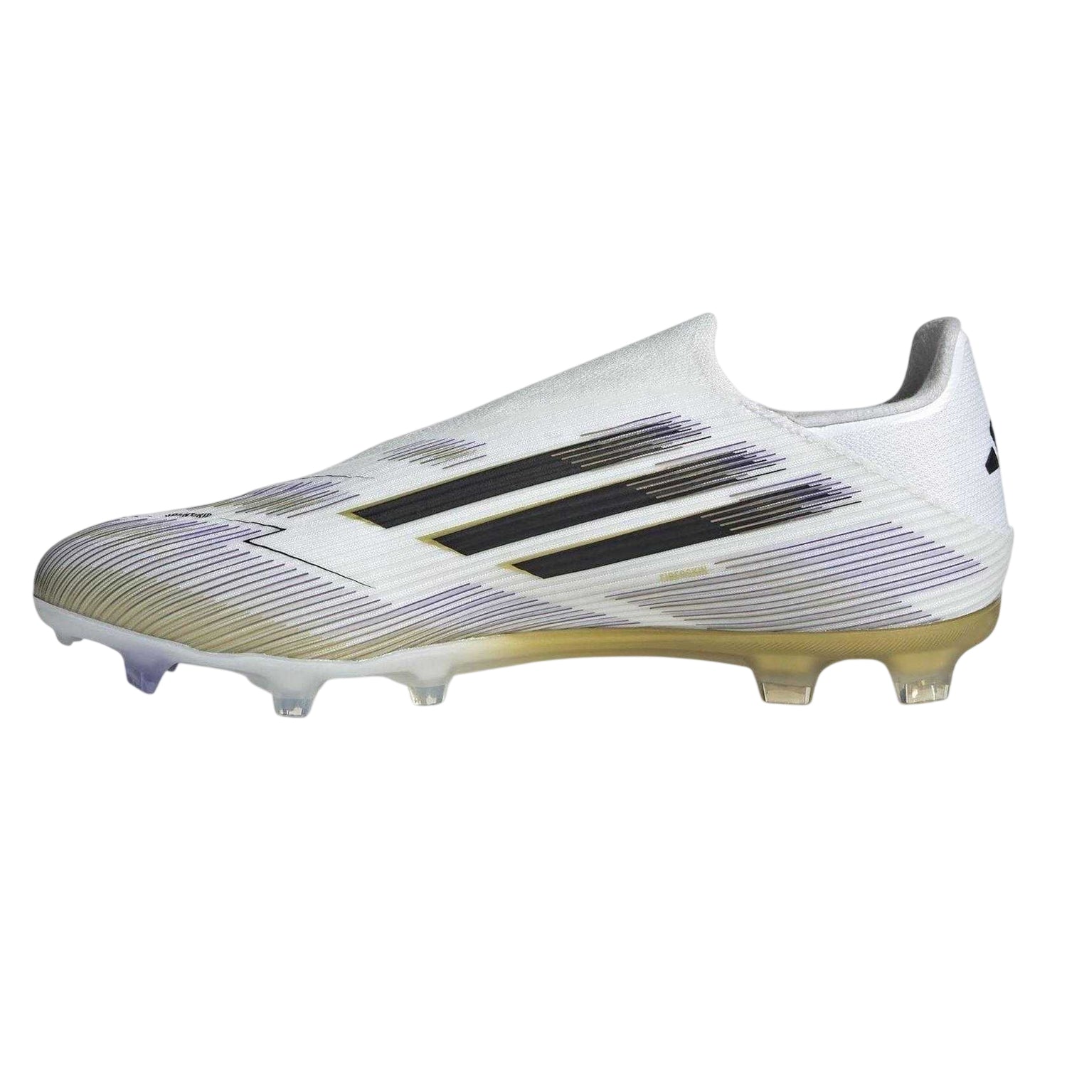 White-Black-Gold - Side - Adidas Mens F50 League Laceless Firm Ground Football Boots
