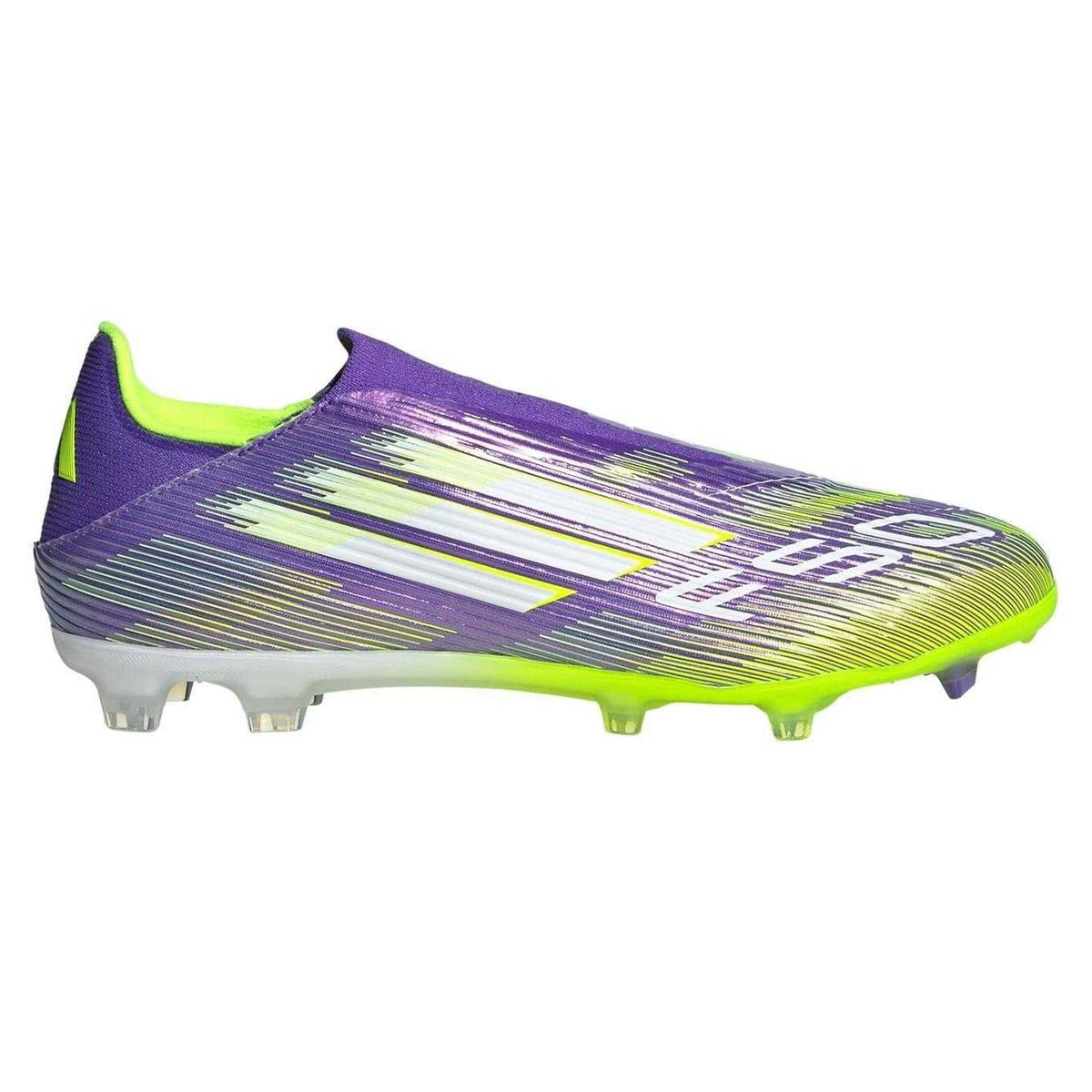 Purple-White - Front - Adidas Mens F50 League Laceless Firm Ground Football Boots