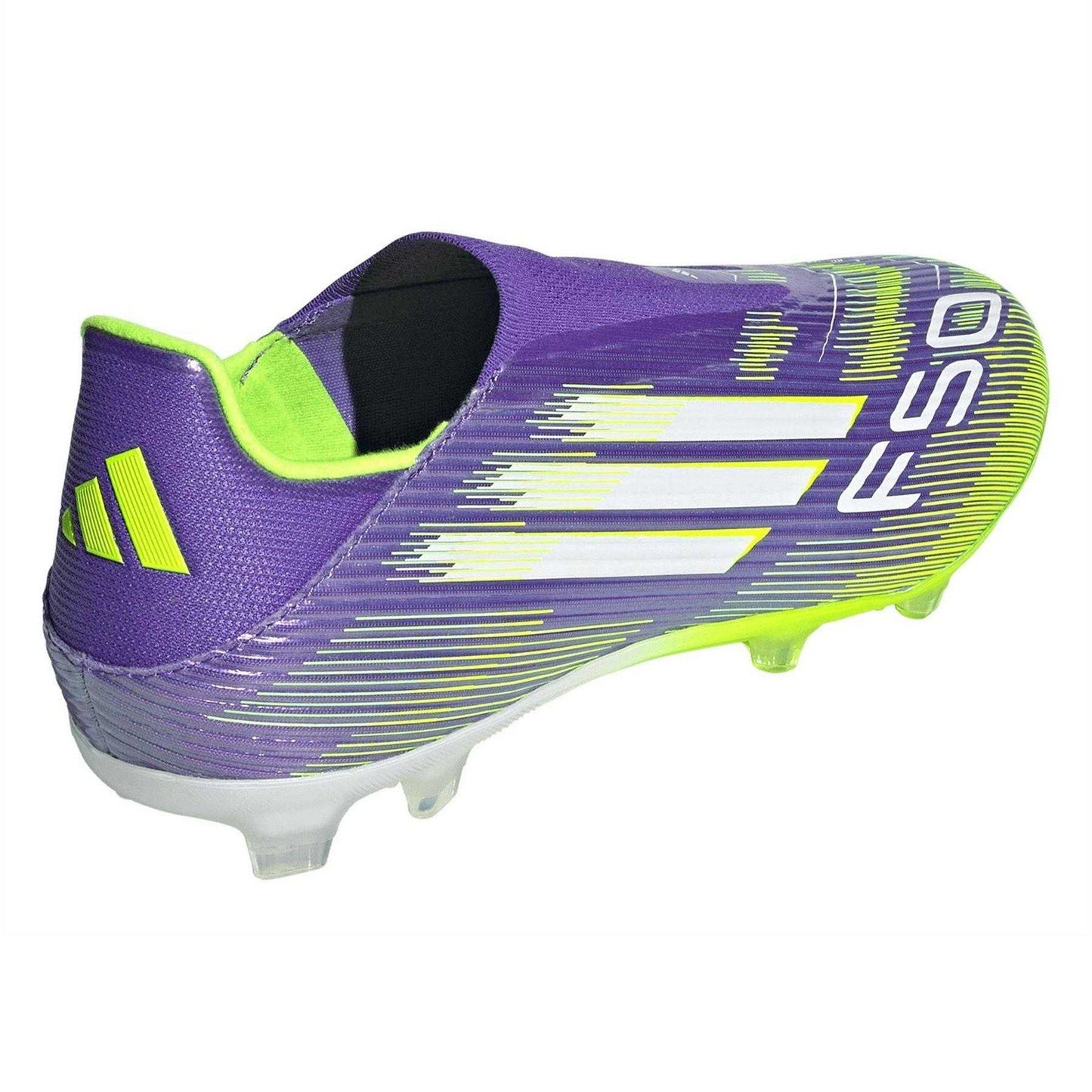 Purple-White - Back - Adidas Mens F50 League Laceless Firm Ground Football Boots