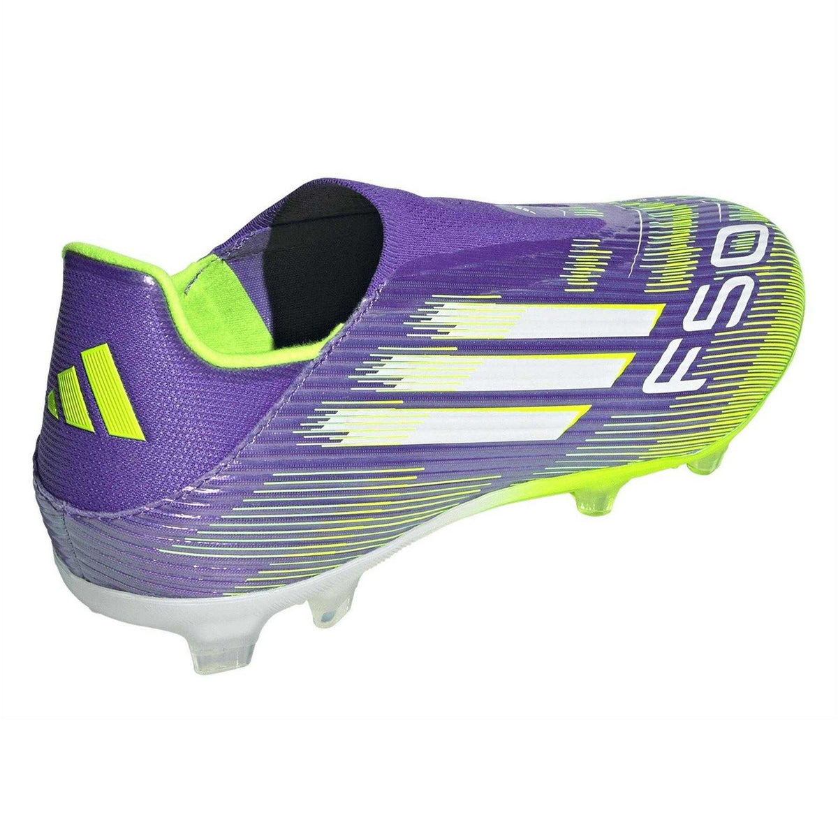 Purple-White - Back - Adidas Mens F50 League Laceless Firm Ground Football Boots