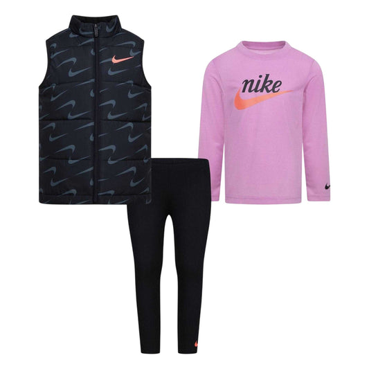 Black - Front - Nike Girls First Impressions Top And Leggings Set