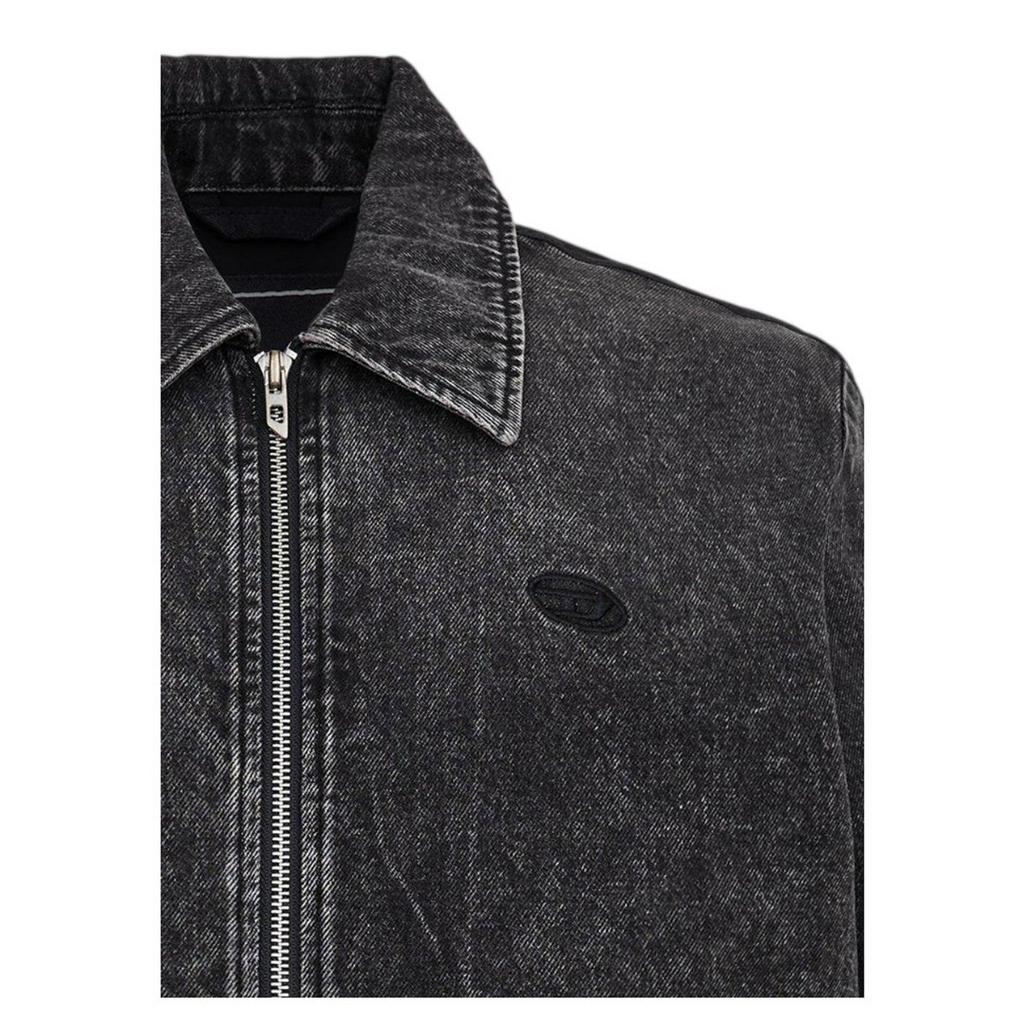 Black - Side - Diesel Mens Stone Wash Bomber Jacket