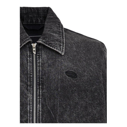 Black - Side - Diesel Mens Stone Wash Bomber Jacket