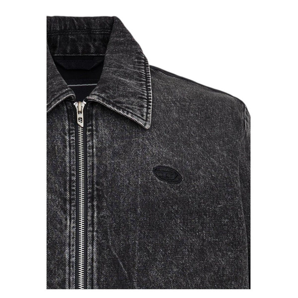 Black - Side - Diesel Mens Stone Wash Bomber Jacket