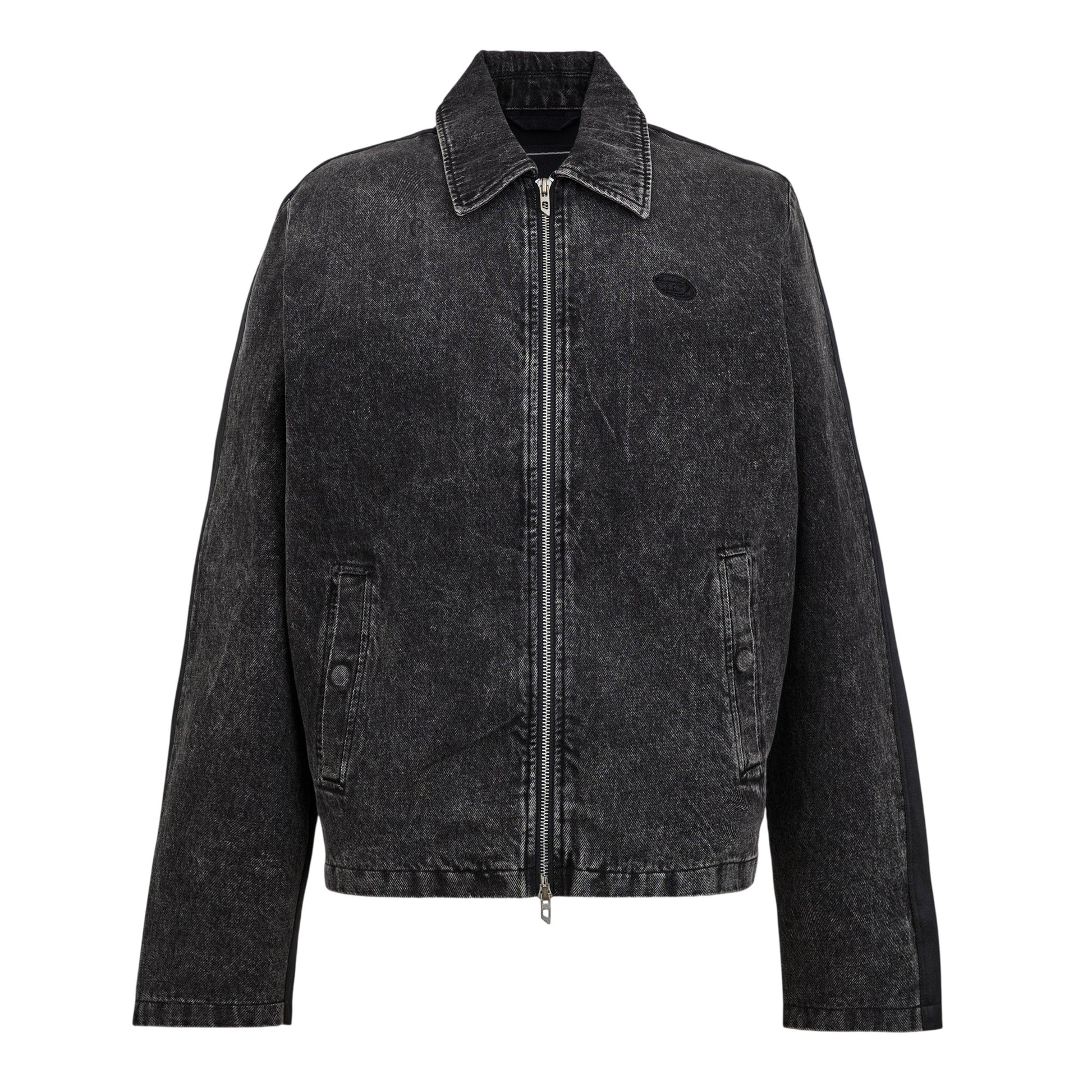 Black - Front - Diesel Mens Stone Wash Bomber Jacket
