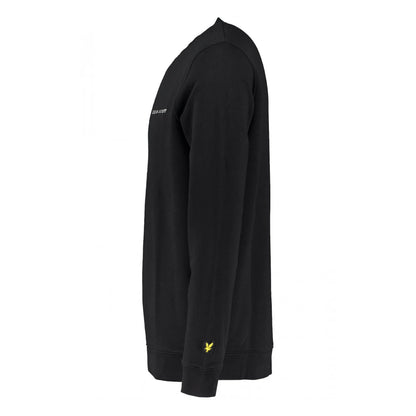Black-White - Side - Lyle & Scott Mens Embroidered Crew Neck Sweatshirt