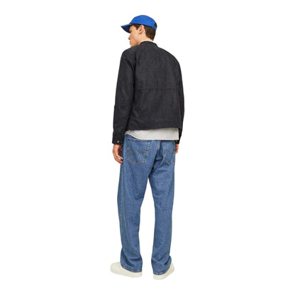 Jet Black - Back - Jack And Jones Mens Faux Leather Biker Jacket